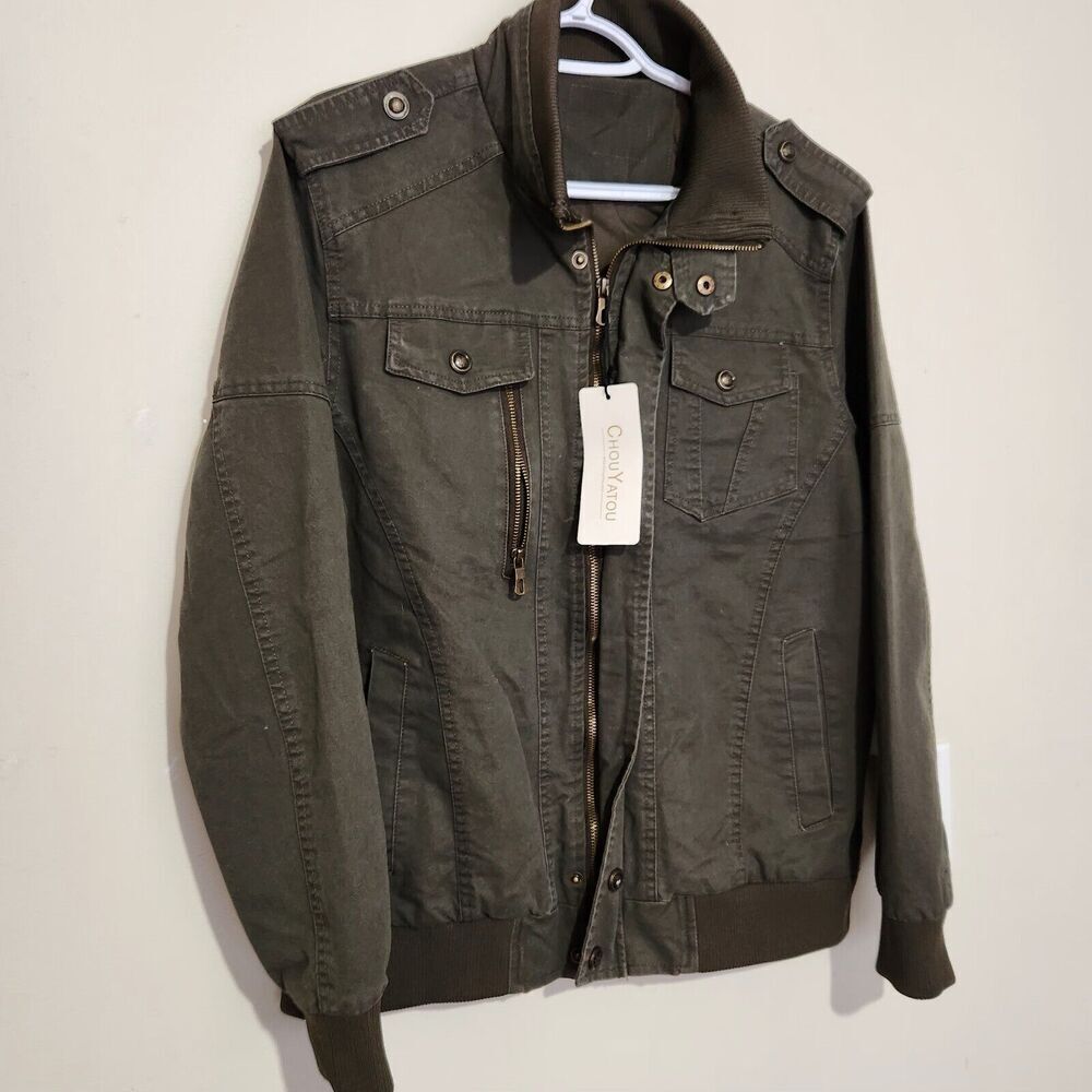 Chouyatou Jacket Women Size Medium Olive Green Color